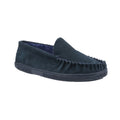Navy - Front - Cotswold Mens Tresham Leather Moccasin Slippers