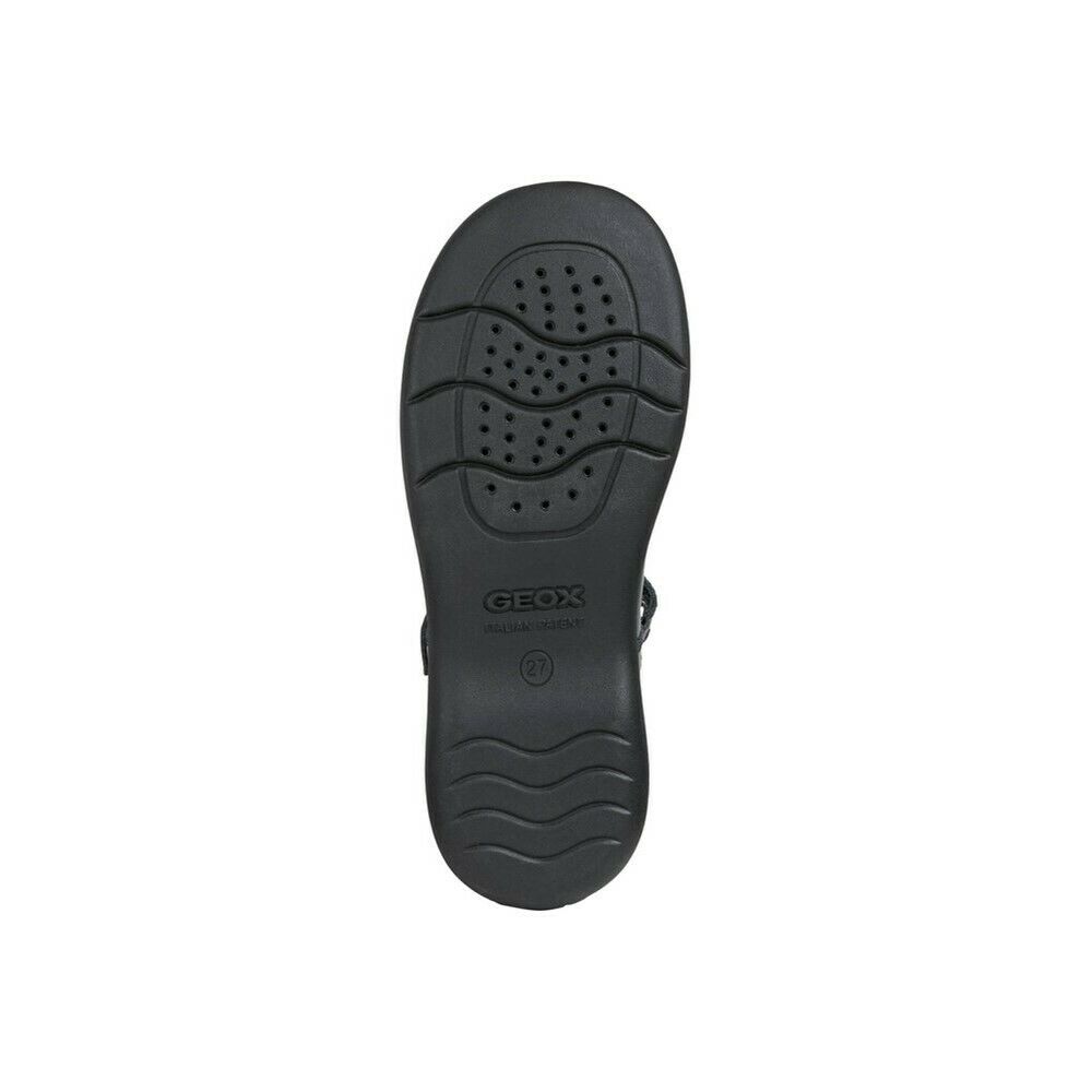 Black Patent - Pack Shot - Geox Girls Naimara T-Bar Leather Ballerina Flats