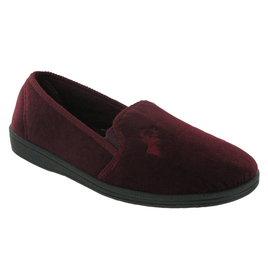 Wine - Front - Mirak Stag Mens Slip-On Slipper - Classic Mens Slippers