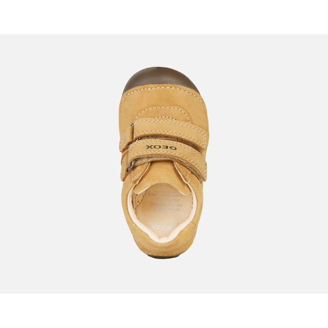 Biscuit Beige - Close up - Geox Childrens-Kids Tutim Crawl Leather Trainers