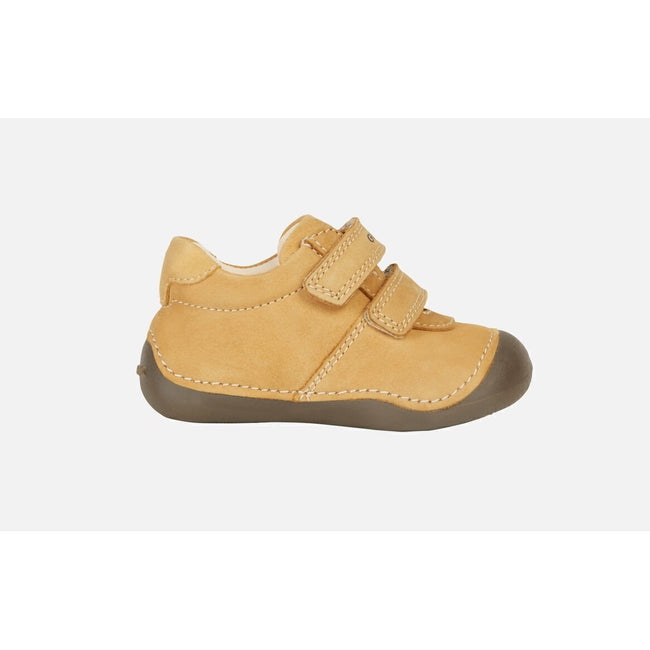Biscuit Beige - Back - Geox Childrens-Kids Tutim Crawl Leather Trainers