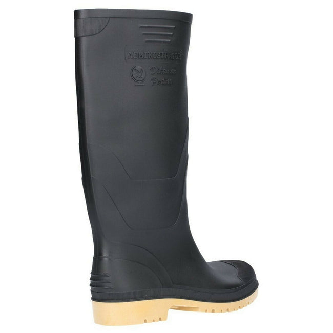 Black - Back - Dikamar Administrator Wellington - Mens Boots - Plain Rubber Wellingtons