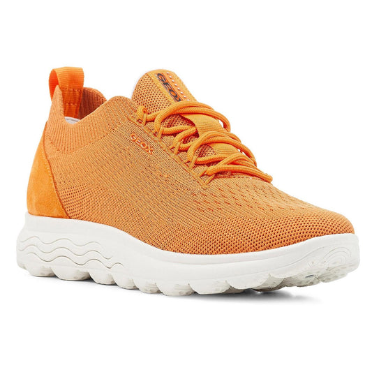 Orange - Front - Geox Womens-Ladies Spherica Leather Trainers