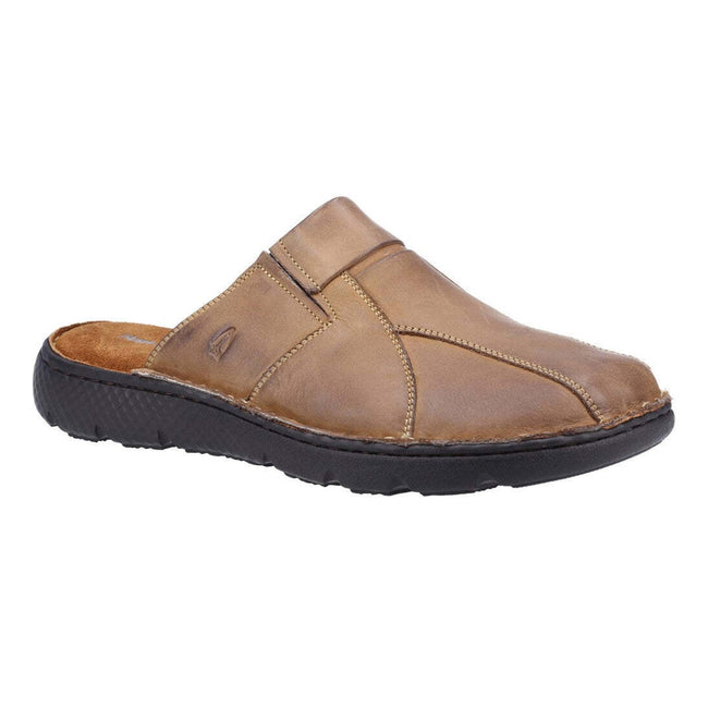 Olive - Front - Hush Puppies Mens Carson Leather Mules
