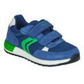 Royal Blue-Green - Front - Geox Boys Alben Leather Trainers