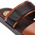 Tan - Close up - Base London Mens Tangier Strappy Leather Sandals