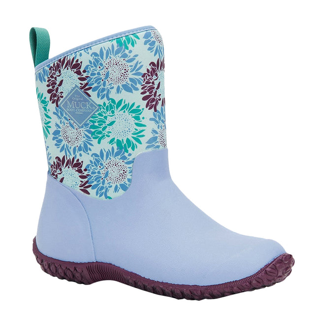Blue - Back - Muck Boots Womens-Ladies Muckster II Floral Wellington Boots