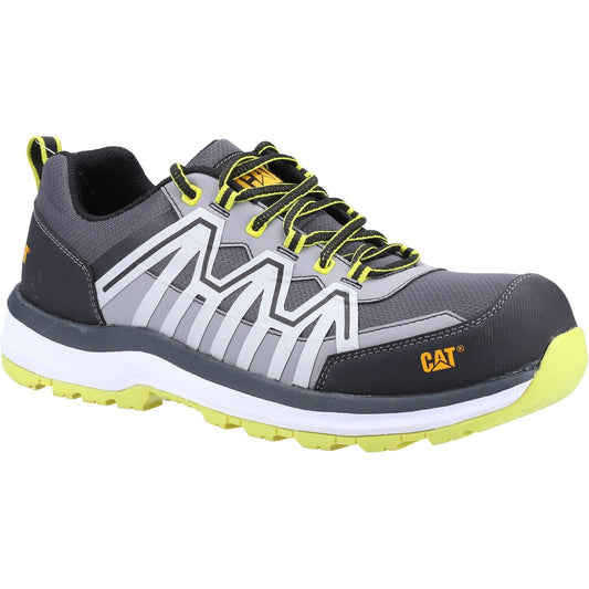 Lime Green-Black-White - Front - Caterpillar Unisex Adult Charge Leather Safety Trainers