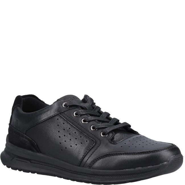 Light Black - Front - Hush Puppies Mens Joseph Leather Trainers