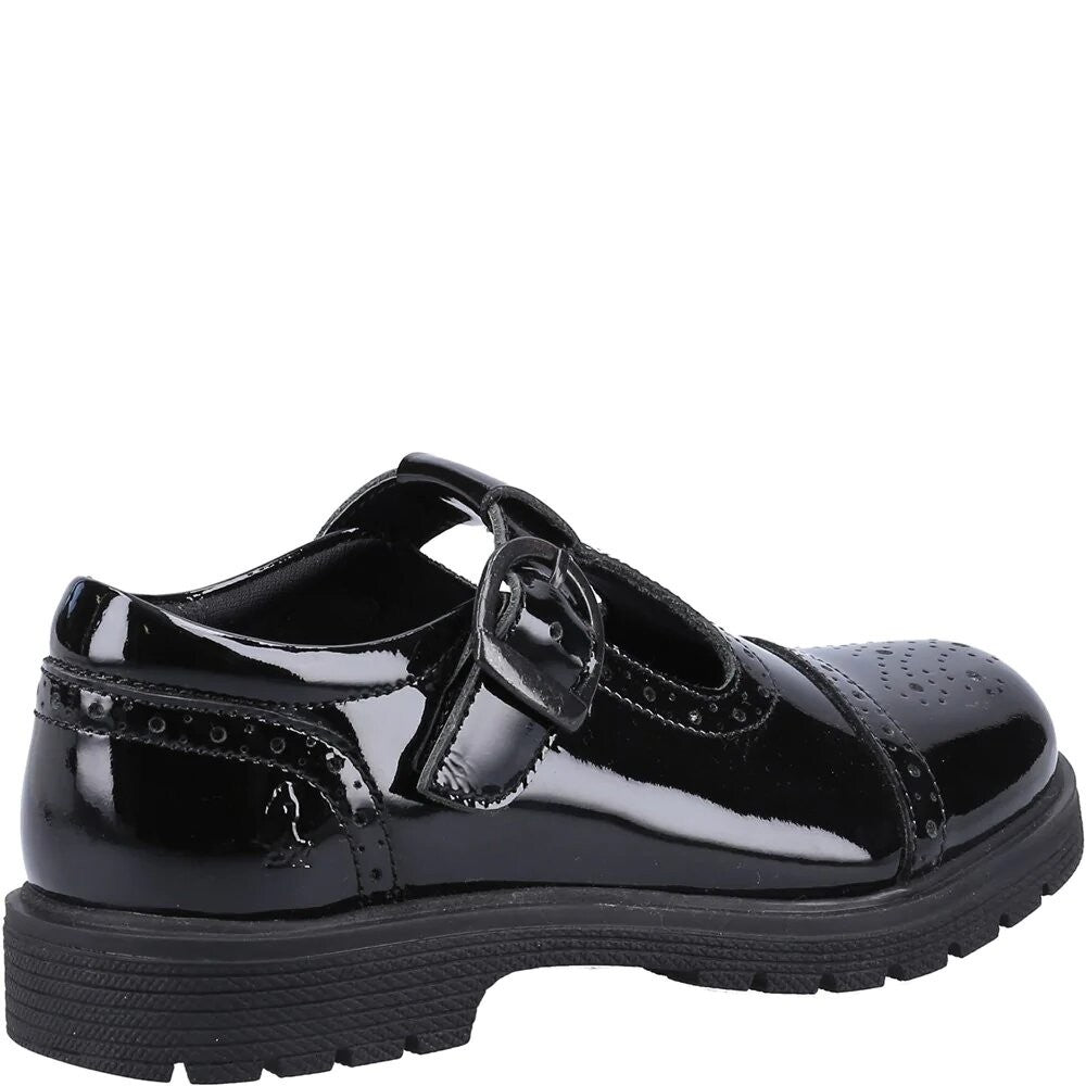 Black - Side - Hush Puppies Girls Paloma Suede School Shoes