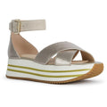 Champagne-Light Taupe - Front - Geox Womens-Ladies Leather Sandals