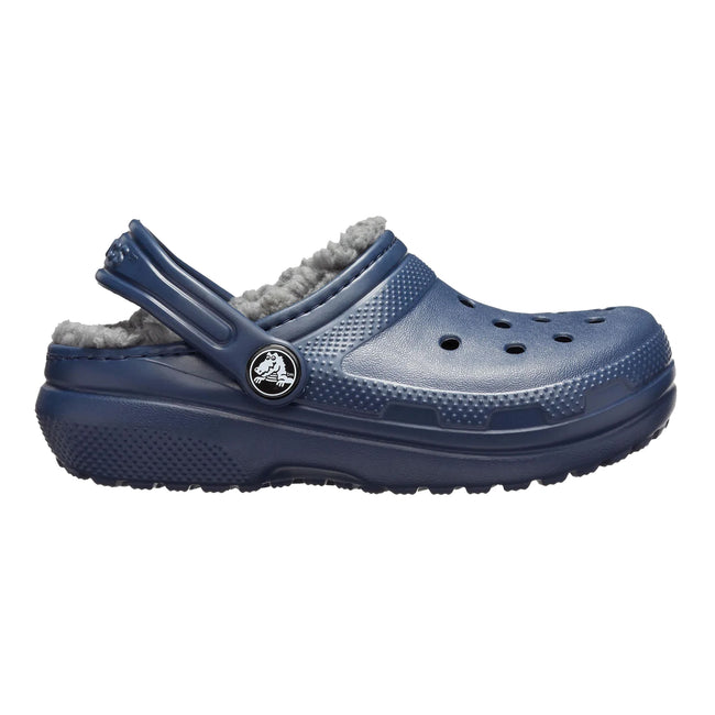 Navy-Charcoal - Back - Crocs Childrens-Kids Classic Lined Clogs