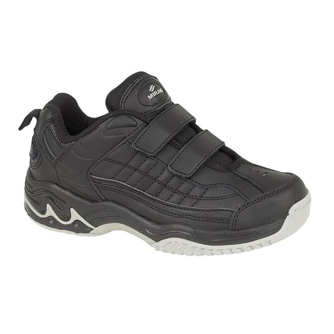Black - Front - Mirak Contender Touch Fastening Womens-Ladies Leather Trainers