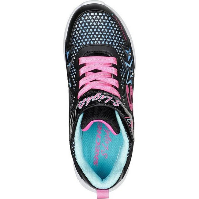 Black-Pink - Side - Skechers Girls Jumpsters Wishful Star Trainers