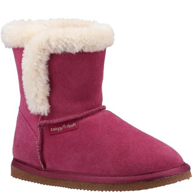 Rose - Front - Hush Puppies Girls Ashlynn Suede Slippers