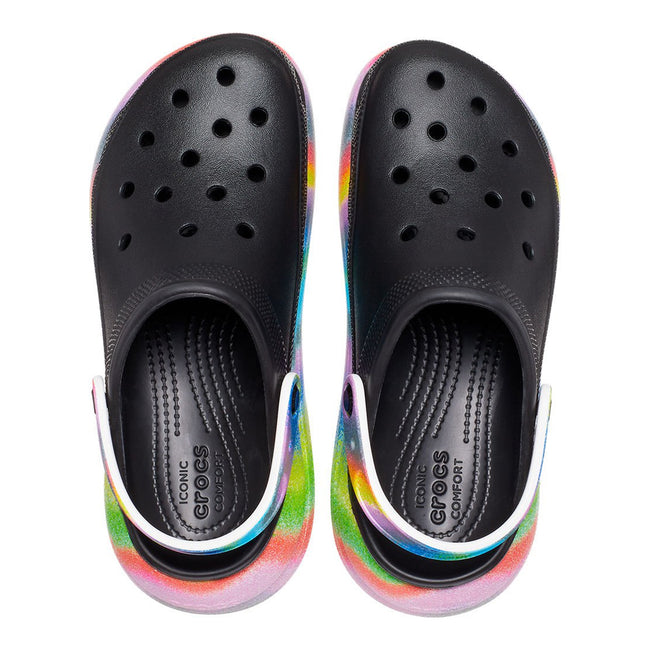 Black-Multicoloured - Pack Shot - Crocs Unisex Adult Classic Crush Spray Clogs