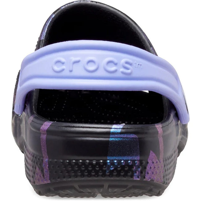 Black-Purple - Back - Crocs Childrens-Kids Classic Disco Dance Party Stars Clogs