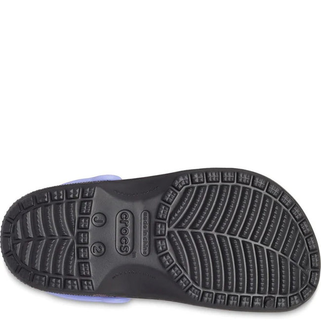 Black-Purple - Side - Crocs Childrens-Kids Classic Disco Dance Party Stars Clogs