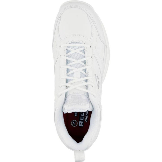White - Side - Skechers Womens-Ladies Dighton-Bricelyn SR Leather Relaxed Fit Safety Shoes