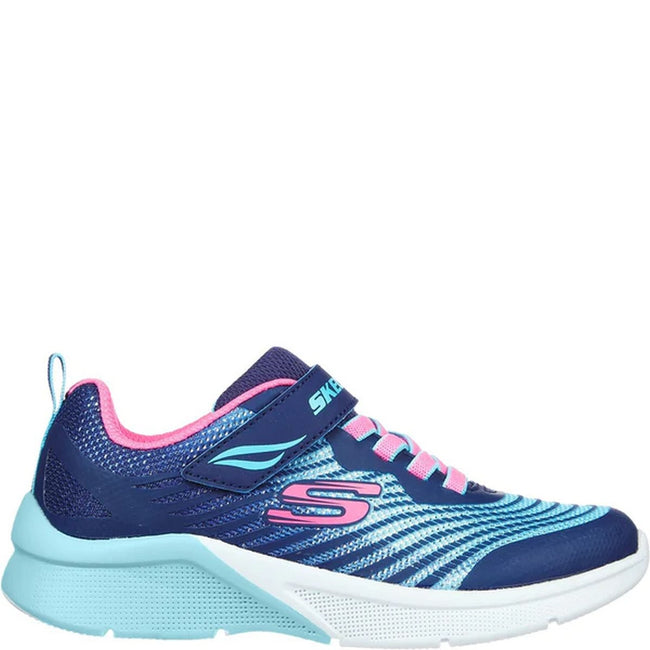 Navy-Pink - Back - Skechers Girls Microspec Rejoice Racer Trainers
