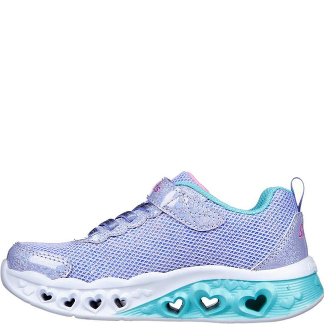 Lavender-Blue-Pink - Side - Skechers Girls Flutter Heart Lights Bring Sparkle Trainers