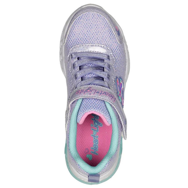 Lavender-Blue-Pink - Lifestyle - Skechers Girls Flutter Heart Lights Bring Sparkle Trainers