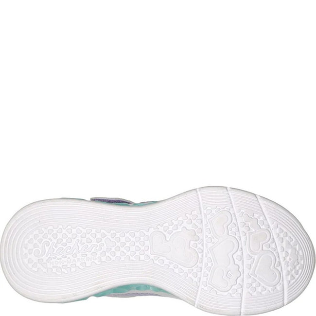 Lavender-Blue-Pink - Pack Shot - Skechers Girls Flutter Heart Lights Bring Sparkle Trainers
