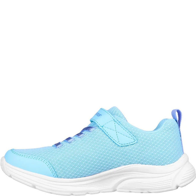Aqua Blue - Side - Skechers Girls Wavy Lites Blissfully Free Trainers
