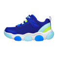 Blue-Lime - Side - Skechers Boys S Lights Mighty Glow Trainers