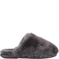 Grey - Side - Cotswold Womens-Ladies Salperton Sheepskin Lined Slippers