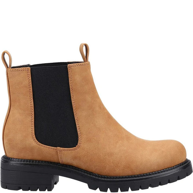 Tan - Side - Divaz Womens-Ladies Taijal Ankle Boots
