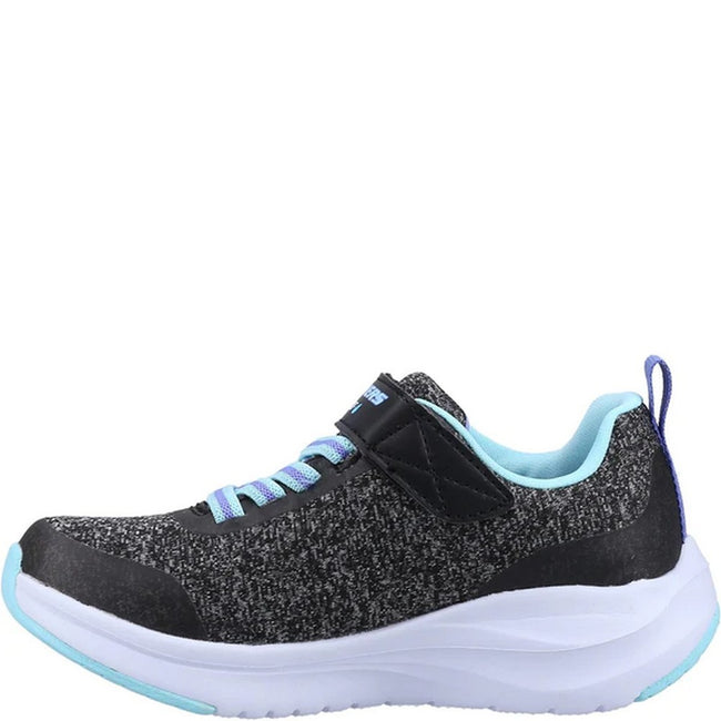Black-Aqua Blue - Pack Shot - Skechers Girls Ultra Groove Jumper Trainers
