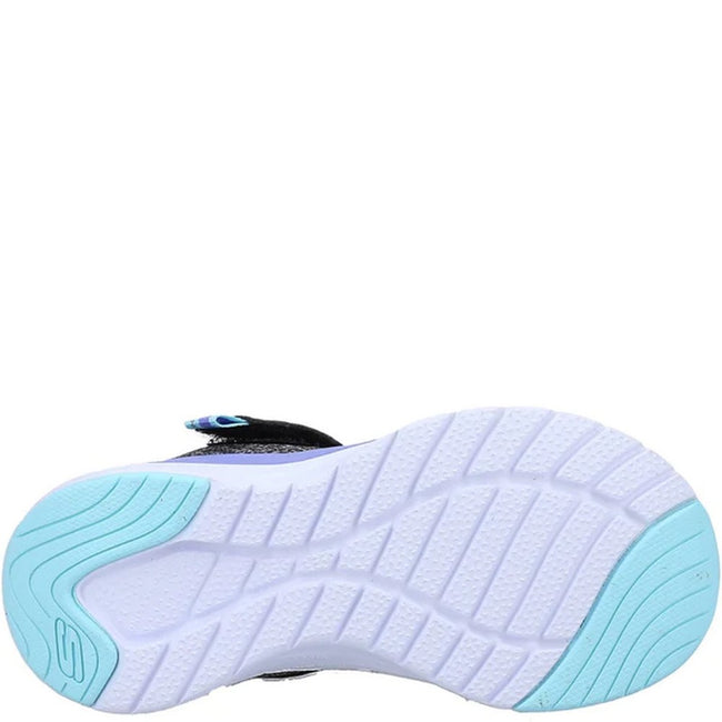 Black-Aqua Blue - Close up - Skechers Girls Ultra Groove Jumper Trainers
