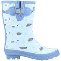 Blue - Back - Cotswold Womens-Ladies Farmyard Sheep Mid Calf Wellington Boots