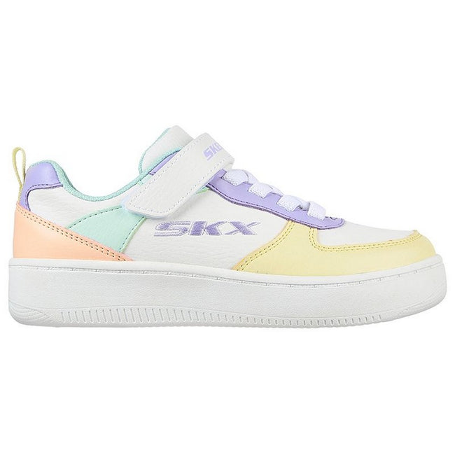 White - Side - Skechers Childrens-Kids Sport Court 92 Leather Trainers