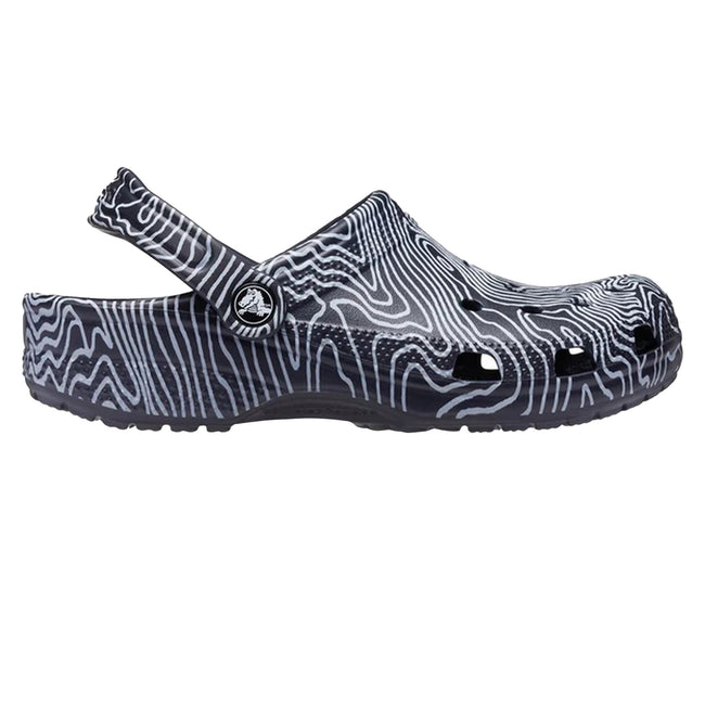 Deep Navy-White - Back - Crocs Unisex Adult Classic Topographic Clogs