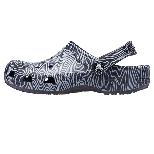 Deep Navy-White - Side - Crocs Unisex Adult Classic Topographic Clogs