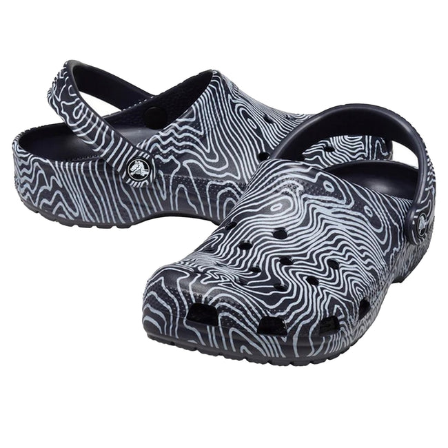 Deep Navy-White - Close up - Crocs Unisex Adult Classic Topographic Clogs