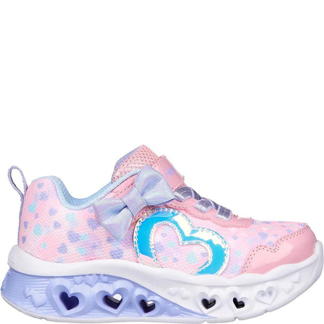 Pink-Lavender - Side - Skechers Girls Flutter Kind Spirit Hearts Light Up Trainers