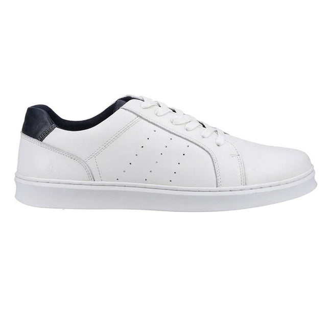 White - Back - Hush Puppies Mens Mason Leather Lace Up Trainers