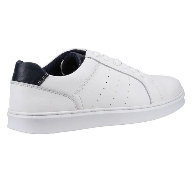 White - Side - Hush Puppies Mens Mason Leather Lace Up Trainers