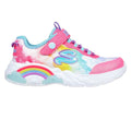 Pink-Multicoloured - Back - Skechers Girls S Lights Rainbow Trainers