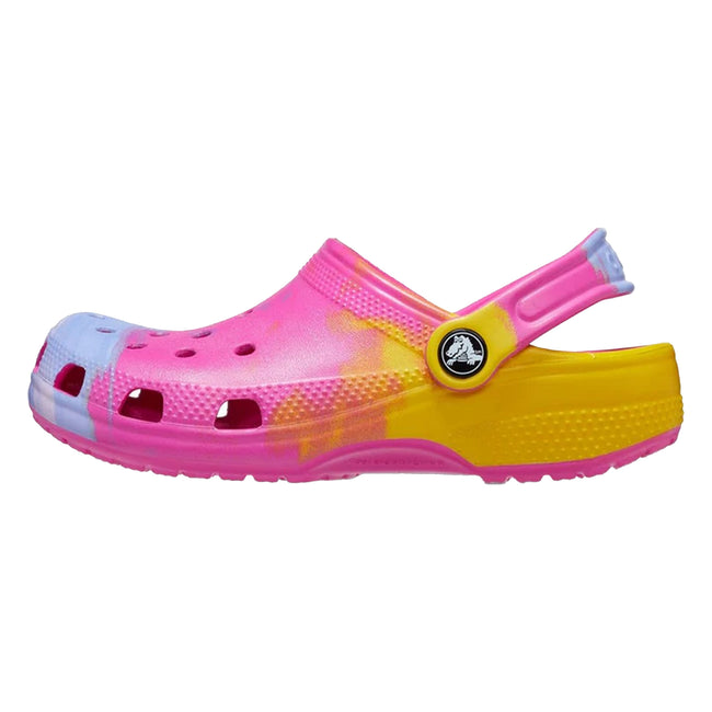 Pink-Yellow-Blue - Side - Crocs Childrens-Kids Classic Ombre Clogs