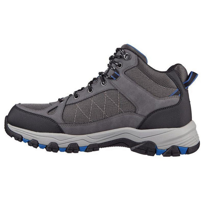 Grey - Back - Skechers Mens Selmen Melano Leather Hiking Boots