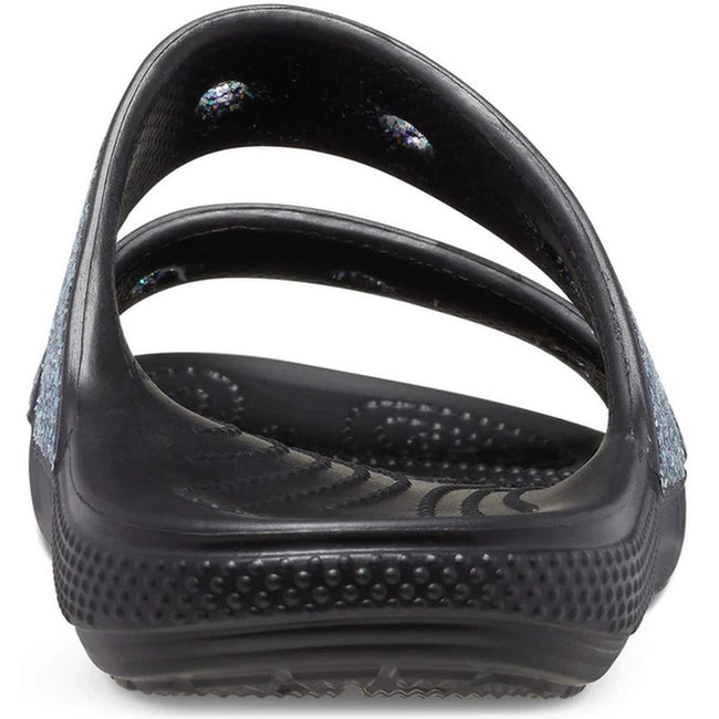 Black - Back - Crocs Childrens-Kids Classic Glitter Sandals
