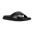 Black - Back - Base London Mens Oracle Waxy Leather Sandals