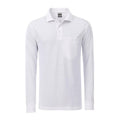 White - Front - James and Nicholson Mens Workwear Long Sleeve Pocket Polo