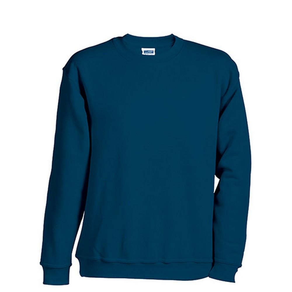 Navy - Front - James and Nicholson Childrens-Kids Round Heavy Sweatshirt