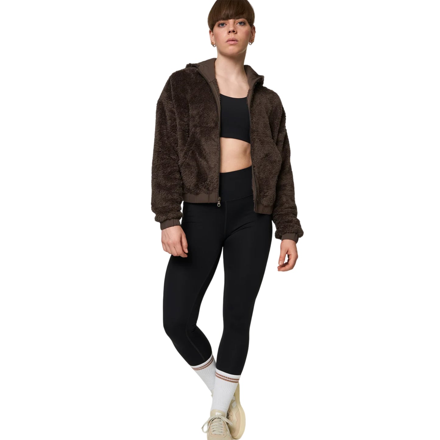 Pine Cone - Side - Girlfriend Collective Womens-Ladies Fleece Recycled Bomber Jacket