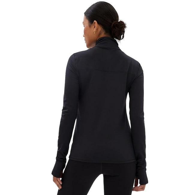 Black - Back - Girlfriend Collective Womens-Ladies Reset Mock Neck Extra Long Fleece Jacket